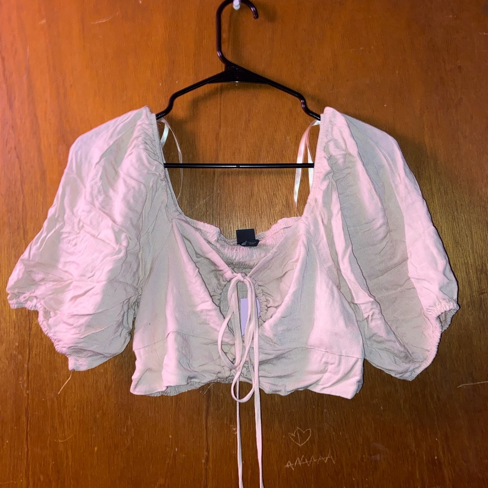 Cream Crop Top with Short Bell Sleeves Size M WILD FABLE